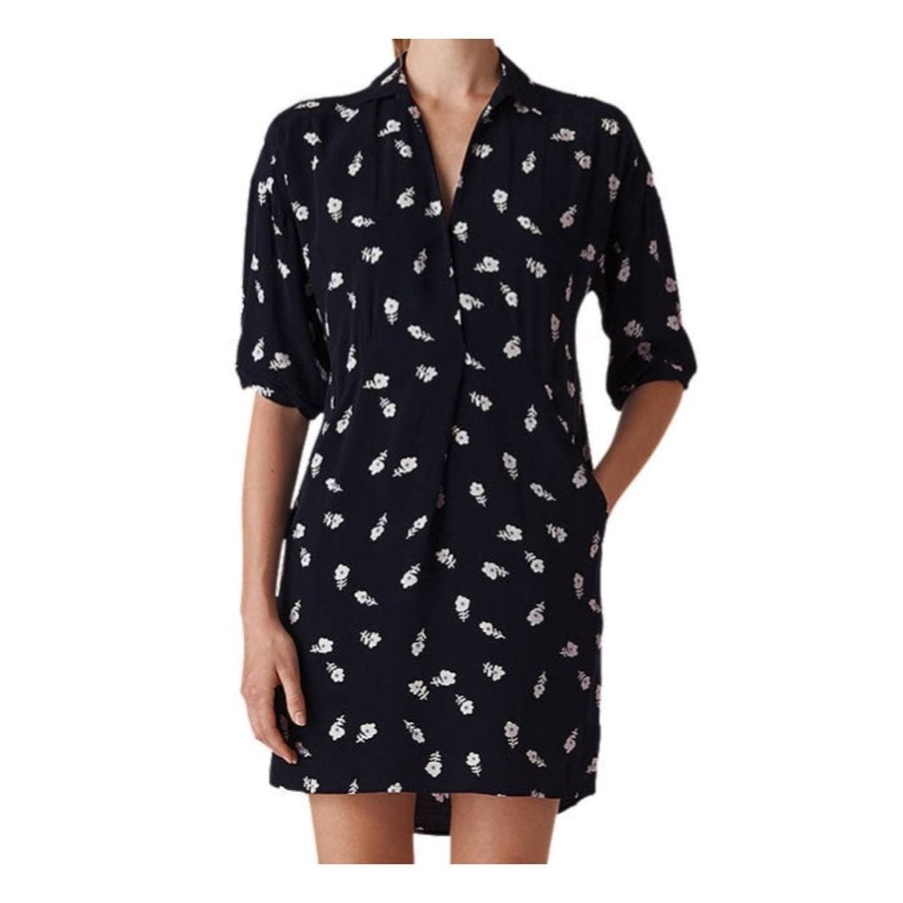 WHISTLES Rowan Print Lola Shirt Dress, Navy